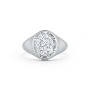 Bague signet en diamant de laboratoire, sertie pavé, finition satinée mate, anneaux de déclaration massifs coniques bombés pour le petit doigt, en or 14K, vente en gros - Product Image 5