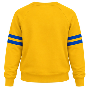 Women's <b>Yellow</b> Greek Letter Crewneck Sweatshirt Blue-White 1922 Front Double Stripe Long-Sleeve Ribbed Cuffs Casual Pullover <b>Top</b> - Product Image 3