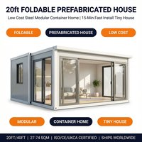 Maison conteneur modulaire préfabriquée en acier, pliable, respirante et épaissie, de 20 pieds, à faible coût, pour usage commercial extérieur, construction rapide en 60 minutes