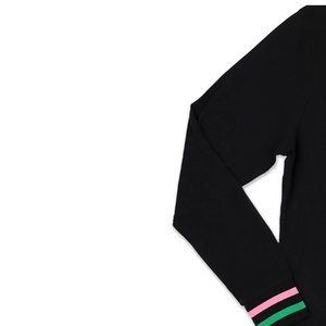 Cardigan noir à col en V pour femme, manches longues, couleur unie, tricoté, rayures roses et vertes, fermeture boutonnée, vêtements décontractés d'automne - Product Image 2