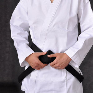 Karate Uniform Adult Unisex 100% Cotton Durable <b>White</b> Gi With Black <b>Belt</b> Regular Fit - Product Image 2