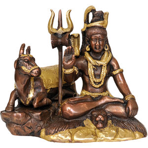 Handmade 7-Inch Bhagawan <b>Shiva</b> Sculpture in Brass Made in India for Gifting - Product Image 1