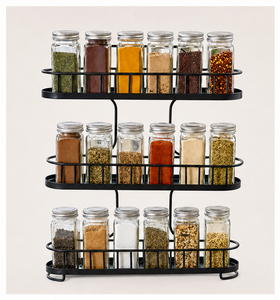 Organisateur de comptoir en métal noir robuste résistant à la chaleur, étagère de rangement à trois niveaux, porte-serviettes en papier, essentiels de cuisine - Product Image 3
