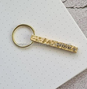 Engraved Solid Brass <b>Bar</b> Keychain with Hammered Finish Personalized Custom Keyring Gift Handmade Solid Brass <b>Bar</b> Keychain - Product Image 4
