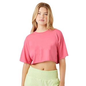 เสื้อครอปท็อปผู้หญิง คอกลม แขนสั้น ผ้าฝ้าย 100% น้ำหนักเบา ใส่สบาย ดีไซน์สวย ขายส่งราคาถูก - Product Image 1