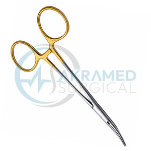 Pinzas Hemostáticas Quirúrgicas Halsted Mosquito Curvas Akramed Premium con Mango Dorado, Juego de Instrumentos de Acero Inoxidable, Certificación CE - Product Image 4