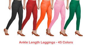 Womens <b>Yellow</b> Stretch Leggings High Waist Slim Fit Cotton Leggings Comfortable Daily Wear Pants - Product Image 6