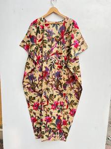 Vestido Kaftán de Algodón con Estampado de Aves para Mujer, Vestido Largo de Dama de Honor, Kaftán Indio Hecho a Mano, Vestido Maxi, Bata de Casa, Kaftán Indio Maxi - Product Image 5