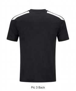 <b>Men's</b> Black Short <b>Sleeve</b> O-Neck T-<b>Shirt</b> with <b>White</b> Shoulder Stripes Solid Casual Tee - Product Image 3