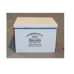 Vintage Old Sheffield Village <b>Chocolate</b> <b>Tin</b> Set Cylindrical White Metal Storage Containers in Two Sizes with English Cottage - Product Image 3