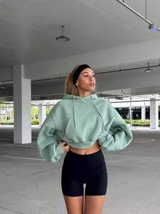 Sweat à capuche surdimensionné de Style décontracté pour femmes Meilleur vendeur Pull en polaire lourd 100% coton pour l'hiver Streetwear à capuche - Product Image 5