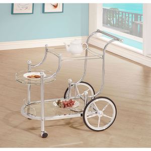 Chariot de service à 3 niveaux Reia Chrome avec roulettes, îlots et chariots de cuisine - Product Image 1