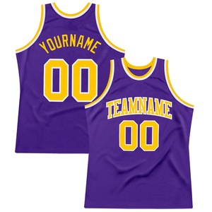 Camiseta de baloncesto morada personalizada con nombre y número del equipo, estampado sublimado, camiseta sin mangas de malla unisex para adultos - Product Image 1