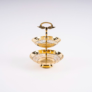 Greatest Quality Gold Plated Metal 2 Tiered <b>Cake</b> <b>Stand</b> Decorative Cup <b>Cake</b> <b>Stand</b> And Dessert Display For Kitchen And Parties Use - Product Image 3