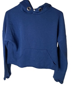 Women's V-Neck Fleece Oversized Pullover <b>Tops</b> Casual Winter <b>Cropped</b> Hoodie Sweatshirts Lined Front Short Wholesale - Product Image 1