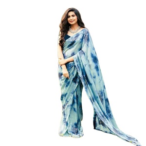 เสื้อเบลาส์ผ้า Georgette Saree ดีไซน์เนอร์อินเดียปักเลื่อมสำหรับงานแต่งงานสไตล์ปากีสถานรับประกันส่งออกคุณภาพ - Product Image 1
