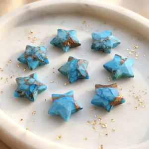 Turquesa Azul Cobre al por Mayor, Gema Suelta en Forma de Estrella, Briolette Tallada de 1-2mm, Tallado de Gema Minimalista Hecho a Mano - Product Image 4