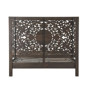 Heritage Indian Style Handcarved Solid Mango Wood <b>Bed</b> King Size Handmade Wooden <b>Bed</b> with Carved Heardboard - Product Image 4
