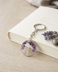 Llavero de Corazón de Amatista Hecho a Mano con Piedra Preciosa Portátil - Product Image 1