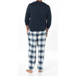 กางเกงนอนผู้ชายลำลองทันสมัยน้ำหนักเบา ทรงหลวม ลายสก็อต ผ้าแคนวาส ผ้าฝ้ายไม่ทอ ความยาวเต็มตัว - Product Image 3