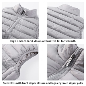 Gilet matelassé personnalisé avec logo pour femme, sans manches, grande taille, hiver, respirant, couleur unie, nouveau style, matière 100% polyester - Product Image 4