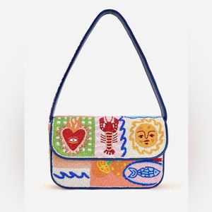Sac à bandoulière personnalisé en patchwork artisanal avec motif, brodé de perles de rocaille, structure de sac à main - Product Image 1