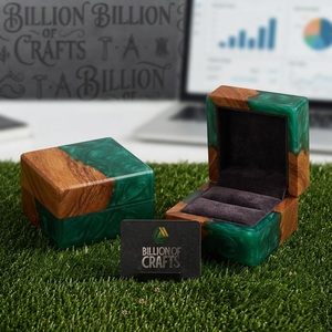 Caja de Anillos de Madera y Resina para Boda, Compromiso, Propuesta de Matrimonio, Recuerdo de Joyería - Product Image 5