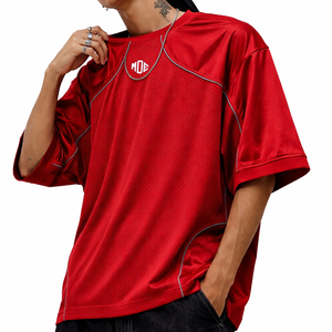 Camiseta de Fútbol Americano para Hombre de Calidad Premium con Paneles de Malla Transpirable, Estilo Urbano Oversize, Detalle de Costura en Contraste, OEM Personalizado al por Mayor - Product Image 5