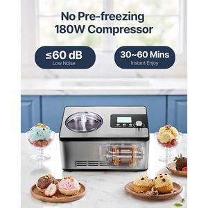 Macchina Elettrica per Gelato e Yogurt in Acciaio Inox 220V, Uso Domestico, Automatica, 2 Quarti, Senza Precongelamento, con Compressore - Product Image 3