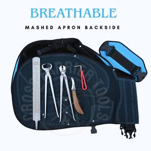 Juego de herramientas profesionales para herrador, delantal de seguridad azul, cuchillo curvo para pezuñas, alicates para pezuñas con mango de madera, extractor de clavos, lima raspadora y extractor de clavos. - Product Image 3