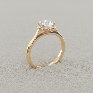 แหวนหมั้นเพชร Pav รัศมีสีโรสโกลด์ชุบด้วยการรับรองการตั้งค่าที่ง่าม - Product Image 4