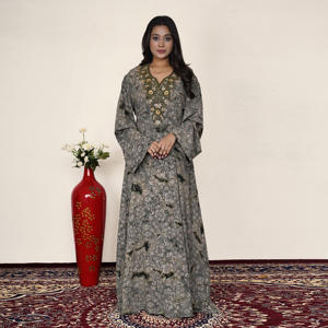 Elegante Jalabiya BSY con Diseño de Bordado en el Cuello, Mangas Largas, Kaftán Árabe de Lujo, Vestido Abaya para Mujer, Ropa Modesta para Fiestas Eid, ODM - Product Image 1