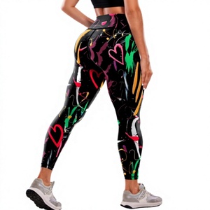 High Waisted Full Length Yoga <b>Leggings</b> Women Activewear Solid Spandex/Nylon Four-Way Stretch Elastic Waist Breathable Front - Product Image 3
