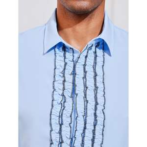 2025 hommes rétro 80s médiéval Costume hauts à manches longues col montant chemise de smoking pour fête dîner robe - Product Image 3