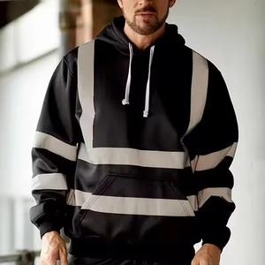 Sweat-shirts de sécurité personnalisés brodés, vêtements de travail haute visibilité, sweat-shirt à capuche en molleton de coton, coupe ample pour hommes - Product Image 5