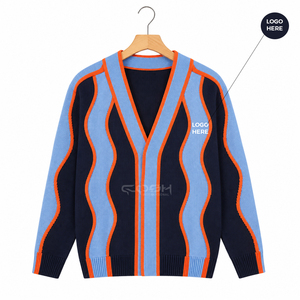 Cardigan en tricot à col en V Cosh International Sisterhood Sorority, manches longues, couleurs contrastées, pull décontracté, coupe classique - Product Image 1