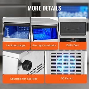 Fabbricatore di Ghiaccio Commerciale Automatico 110V, Costruzione Robusta in Acciaio Inossidabile, 80-90 libbre/24H, Contenitore da 33 libbre, Produzione Ghiaccio 500 kg, Funzionamento Silenzioso - Product Image 6