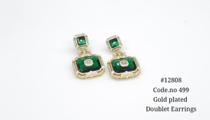 Boucles d'oreilles pendantes Meenakari 12808 avec pierre de topaze, plaquées or, avec imitation perle, design géométrique, pour femmes, bijoux de fête - Product Image 2