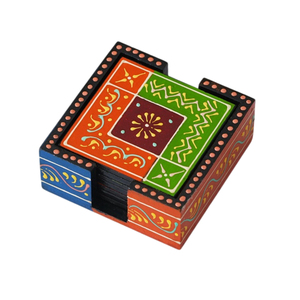 Premium Handmade Multi-Wood <b>Coaster</b> Set With Holder Eco-Friendly 4 Piece Square <b>Drink</b> <b>Coasters</b> For Coffee Tea & Table Decoration - Product Image 5
