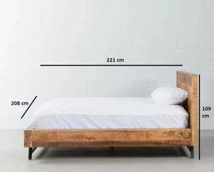 Solid Wood Rustic King <b>Bed</b> <b>Frame</b> Minimalist Design Teak Wood Natural Finish Metal Legs Handmade Bedstead - Product Image 6