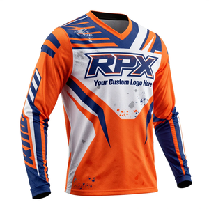 Camiseta de Motocross RPX Personalizada de Manga Larga con Estampado por Sublimación, Camiseta de Carreras Todoterreno Naranja y Azul para Hombre - Product Image 2