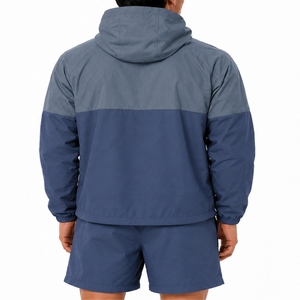 <b>Men</b>’s Color Block Windbreaker Hooded <b>Jacket</b> And Shorts Set <b>Lightweight</b> Hooded Long Sleeves Casual Spring Outerwear For <b>Men</b> - Product Image 2