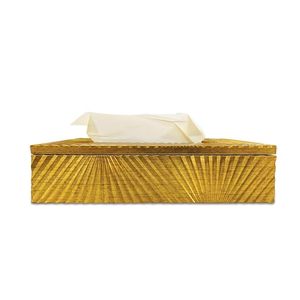 Porte-serviettes et boîte à mouchoirs en bois doré moderne, design rectangulaire, organisateur de bureau multifonctionnel pour salle de bain, maison, bureau - Product Image 1