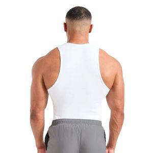 Mens <b>White</b> Sleeveless Gym <b>Tank</b> <b>Top</b> Athletic Workout Fitness Training Shirt Sportswear Bodybuilding Running Casual Activewear - Product Image 6