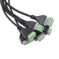 Cable adaptador USB mini macho a 5 pines hembra con terminales de tornillo, carga rápida de 3A, blindaje trenzado y revestimiento de PVC para cámara