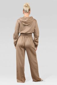Luxury women velour tracksuit <b>zip</b> <b>up</b> <b>cropped</b> hoodie high waist wide leg pants fashion lounge co ord apparel set - Product Image 2