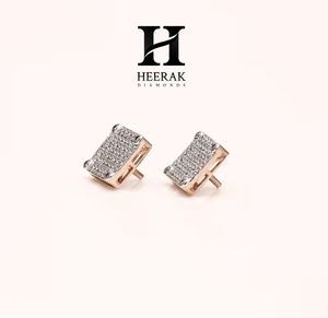 Boucles d'oreilles de luxe carrées en diamant, or blanc 14 carats, diamants de laboratoire VVS, micro-pavé de moissanite, style hip-hop - Product Image 1