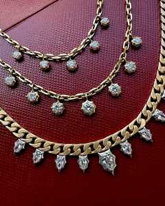 สร้อยคอแบบ Cuban Link ประดับเพชรทรงลูกแพร์เพาะเลี้ยงในห้องปฏิบัติการ พร้อมจี้ห้อย  ความยาว 18 นิ้ว ขายส่งเป็นคู่ ทองคำแท้ 14k 18k จากผู้ผลิต - Product Image 4
