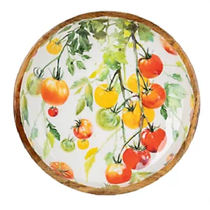 Handmade Wooden Bowl Color Enamel Tomato <b>Vine</b> Floral Serving Bowl Country Style At low price - Product Image 1