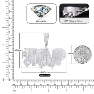 Collar con Colgante de Cruz y Mano Orando en Plata de Ley S925 con Moissanita VVS1 Color D para Mujer, Joyería de Moda Hip Hop Rock - Product Image 6